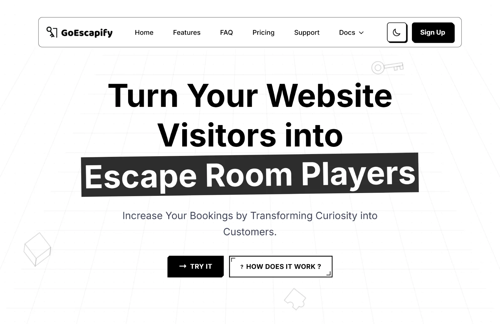 The GoEscapify homepage on desktop